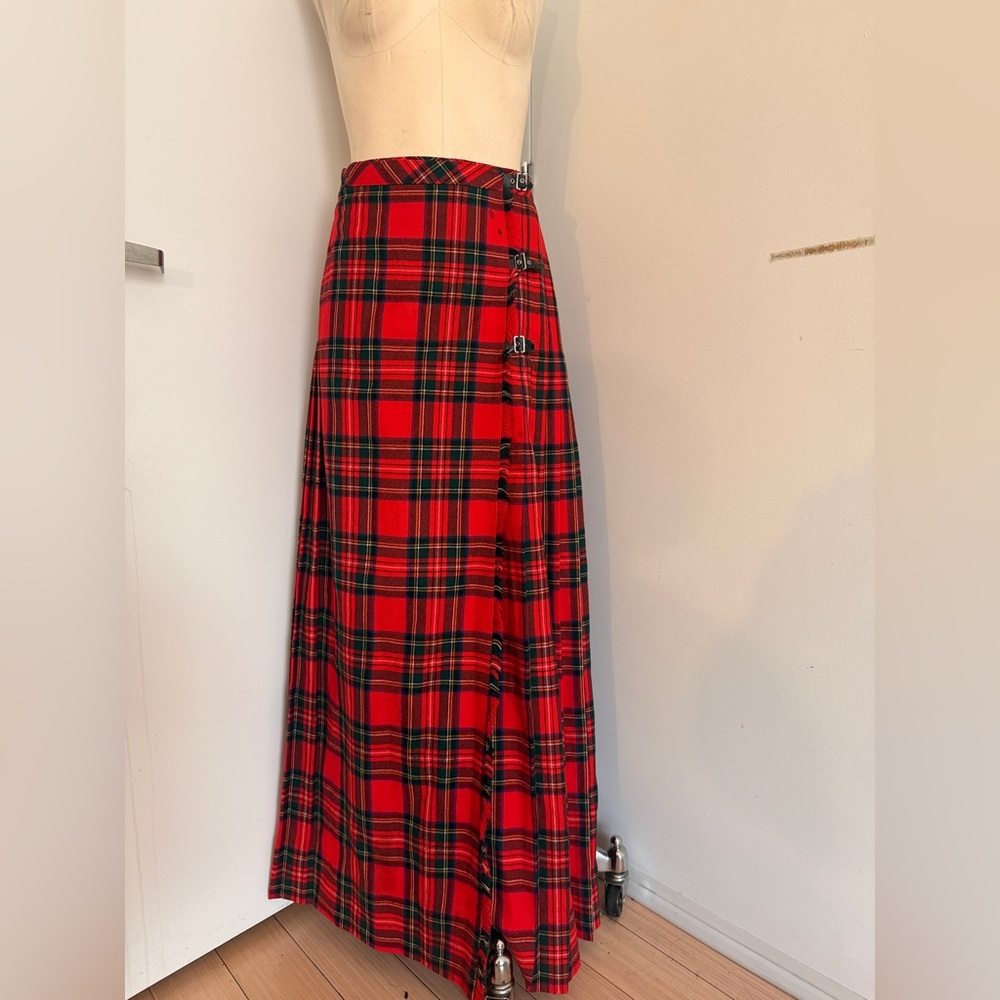 Vintage Red Tartan Maxi Skirt